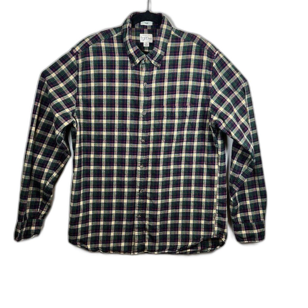 J. Crew Shirt Plaid Women's Size Large Slim Brushed Twill Cotton Long Sleeve